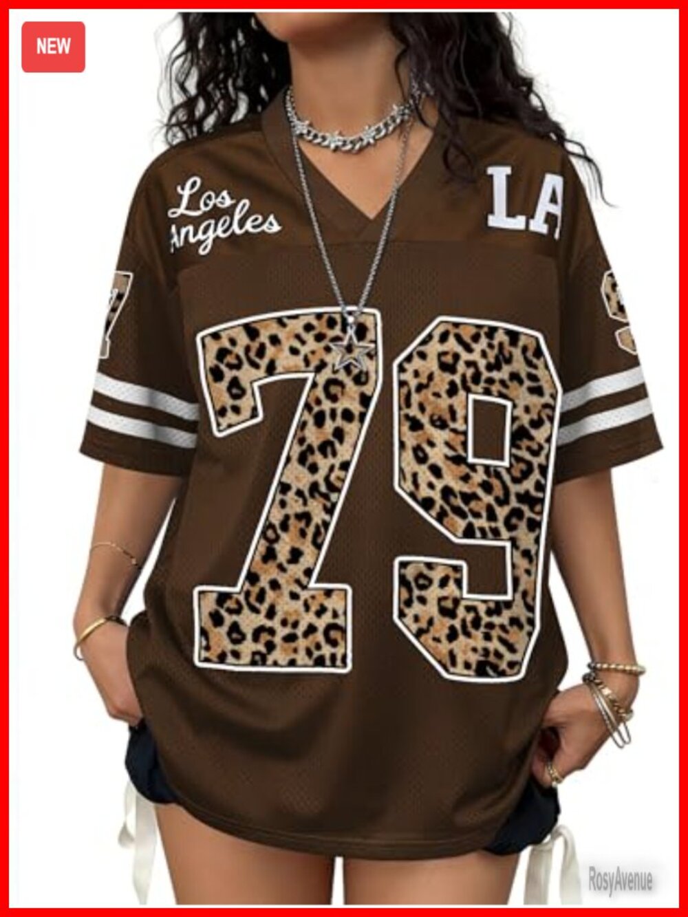 Oversized V-Neck Soccer Jersey Graphic Tee Y2K Streetwear Top